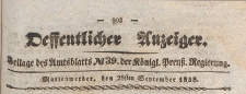 Beilage zum &ouml;ffentlichen Anzeiger des Amts=Blatts, 1838.09.28 nr 39