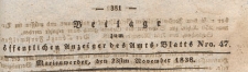 Beilage zum öffentlichen Anzeiger des Amts=Blatts, 1838.11.23 nr 47