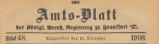 Amts-Blatt der K&ouml;niglichen Preussischen Regierung zu Frankfurth an der Oder, 1908.11.25 nr 48