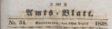 Amts-Blatt der Königlich Preussischen Regierung zu Marienwerder für das Jahr, 1838.08.24 nr 34