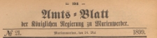 Amts-Blatt der Königlich Preussischen Regierung zu Marienwerder für das Jahr, 1899.05.24 nr 21