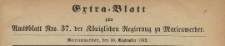 Extra=Blatt zum AmtsBlatt Nro. 37. der Königlichen Regierung zu Marienwerder, 1872.09.16