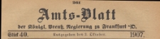 Amts-Blatt der Königlichen Preussischen Regierung zu Frankfurth an der Oder, 1907.10.02 nr 40