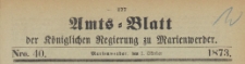 Amts-Blatt der K&ouml;niglichen Regierung zu Marienwerder f&uuml;r das Jahr, 1873.10.01 nr 40