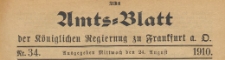 Amts-Blatt der K&ouml;niglichen Regierung zu Frankfurth an der Oder, 1910.08.24 nr 34