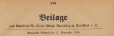 Beilage zum Amtsblatt Nr. 38 der Königlichen Regierung zu Frankfurth an der Oder, 1910.09.21
