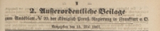 Ausserodentlische Beilage (2) zum Amtsblatt Nr 20. der K&ouml;niglichen Preussischen Regierung zu Frankfurth an der Oder, 1867.05.15