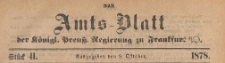 Amts-Blatt der K&ouml;niglichen Preussischen Regierung zu Frankfurth an der Oder, 1878.10.09 nr 41
