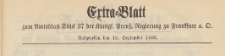 Extra=Blatt zum Amtsblatt Stüd 37 der Königlichen Preussischen Regierung zu Frankfurth an der Oder, 1902.09.13