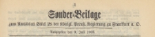 Sonder=Beilage zum Amtsblatt St&uuml;d 28 der K&ouml;niglichen Preussischen Regierung zu Frankfurth an der Oder, 1902.07.09