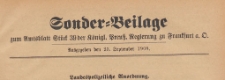 Sonder=Beilage zum Amtsblatt Stück 39 der Königlichen Preussischen Regierung zu Frankfurth an der Oder, 1908.09.23