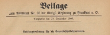 Beilage zum Amtsblatt Nr. 38 der K&ouml;niglichen Regierung zu Frankfurth an der Oder, 1909.09.22