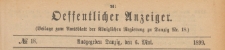 Oeffentlicher Anzeiger : Beilage zum Amts-blatt der Königlichen Regierung zu Danzig, 1899.05.06 nr 18