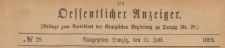 Oeffentlicher Anzeiger : Beilage zum Amts-blatt der K&ouml;niglichen Regierung zu Danzig, 1899.07.15 nr 28