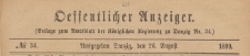 Oeffentlicher Anzeiger : Beilage zum Amts-blatt der Königlichen Regierung zu Danzig, 1899.08.26 nr 34