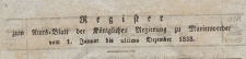 Amts-Blatt der Königlichen Regierung zu Marienwerder für das Jahr, 1838, Register