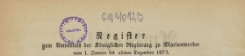 Amts-Blatt der Königlichen Regierung zu Marienwerder für das Jahr, 1873, Register
