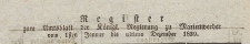 Amts-Blatt der Königlichen Regierung zu Marienwerder für das Jahr, 1839, Register