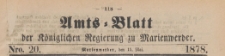 Amts-Blatt der K&ouml;niglichen Regierung zu Marienwerder f&uuml;r das Jahr, 1878.05.15 nr 20