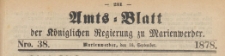 Amts-Blatt der K&ouml;niglichen Regierung zu Marienwerder f&uuml;r das Jahr, 1878.09.18 nr 38