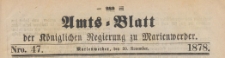 Amts-Blatt der Königlichen Regierung zu Marienwerder für das Jahr, 1878.11.20 nr 47