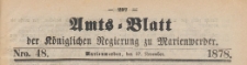 Amts-Blatt der K&ouml;niglichen Regierung zu Marienwerder f&uuml;r das Jahr, 1878.11.27 nr 48