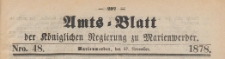 Amts-Blatt der Königlichen Regierung zu Marienwerder für das Jahr, 1878.11.27 nr 48