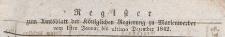Amts-Blatt der Königlichen Regierung zu Marienwerder für das Jahr, 1842, Register