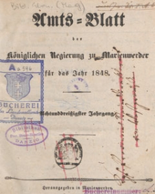 Amts-Blatt der Königlichen Regierung zu Marienwerder für das Jahr, 1848.01.05 nr 1