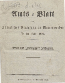 Amts-Blatt der Königlichen Regierung zu Marienwerder für das Jahr, 1839.01.04 nr 1
