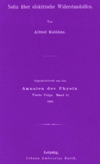 Notiz über elektrische Widerstandsöfen