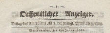 Oeffentlicher Anzeiger : Beilage des Amtsblatt der K&ouml;niglichen Preussischen Regierung, 1839.01.04 nr 1