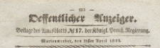 Oeffentlicher Anzeiger : Beilage des Amtsblatt der Königlichen Preussischen Regierung, 1839.04.26 nr 17