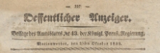 Oeffentlicher Anzeiger : Beilage des Amtsblatt der Königlichen Preussischen Regierung, 1839.10.25 nr 43
