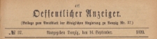 Oeffentlicher Anzeiger : Beilage zum Amts-blatt der Königlichen Regierung zu Danzig, 1899.09.16 nr 37