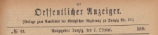 Oeffentlicher Anzeiger : Beilage zum Amts-blatt der K&ouml;niglichen Regierung zu Danzig, 1899.10.07 nr 40