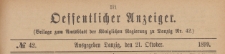 Oeffentlicher Anzeiger : Beilage zum Amts-blatt der K&ouml;niglichen Regierung zu Danzig, 1899.10.21 nr 42