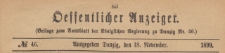 Oeffentlicher Anzeiger : Beilage zum Amts-blatt der Königlichen Regierung zu Danzig, 1899.11.18 nr 46