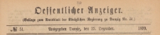 Oeffentlicher Anzeiger : Beilage zum Amts-blatt der K&ouml;niglichen Regierung zu Danzig, 1899.12.23 nr 51