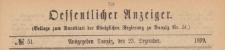 Oeffentlicher Anzeiger : Beilage zum Amts-blatt der Königlichen Regierung zu Danzig, 1899.12.23 nr 51
