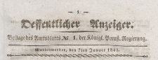 Oeffentlicher Anzeiger : Beilage des Amtsblatt der Königlichen Preussischen Regierung, 1842,01.07 nr 1