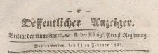 Oeffentlicher Anzeiger : Beilage des Amtsblatt der Königlichen Preussischen Regierung, 1842.02.11 nr 6