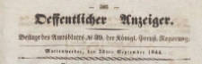 Oeffentlicher Anzeiger : Beilage des Amtsblatt der K&ouml;niglichen Preussischen Regierung, 1844.09.25 nr 39