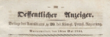 Oeffentlicher Anzeiger : Beilage des Amtsblatt der Königlichen Preussischen Regierung, 1844.05.15 nr 20