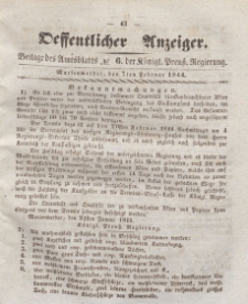 Oeffentlicher Anzeiger : Beilage des Amtsblatt der Königlichen Preussischen Regierung, 1844.02.07 nr 6