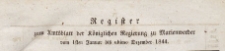 Amts-Blatt der Königlichen Regierung zu Marienwerder für das Jahr, 1844, Register