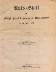 Amts-Blatt der Königlichen Regierung zu Marienwerder für das Jahr, 1876.01.05 nr 1