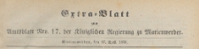 Extra=Blatt zum Amtssblatt der K&ouml;niglichen Regierung zu Marienwerder f&uuml;r das Jahr, 1876.04.27 nr 17