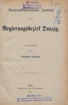 Topographisch- Statistischen Handbuch für den Regierungsbezirk Danzig