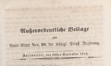 Ausserordentliche Beilage zum Amtsblatt der Königlich Preussischenen Regierung, 1848.09.20 nr 38